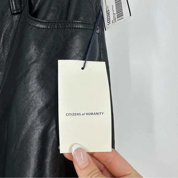 Citizens of Humanity Jolene High Rise Black Leather Straight Leg Jeans Size 27 - Picture 8 of 16